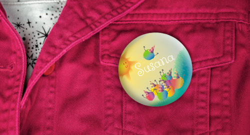 Chapa personalizada regalo fiesta infantil cumpleaños Epacio en color