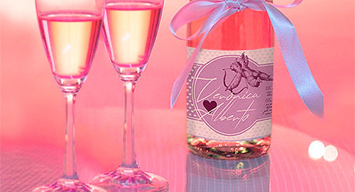 Etiqueta vino champagne personalizada Espacio en color