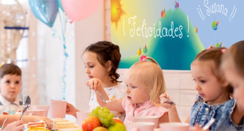 Pancarta personalizada fiesta infantil y cumpleaños Espacio en color
